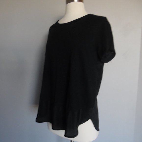 J. Crew Vintage Cotton Silk-Back Black‎ T-shirt Tee - Picture 4 of 7